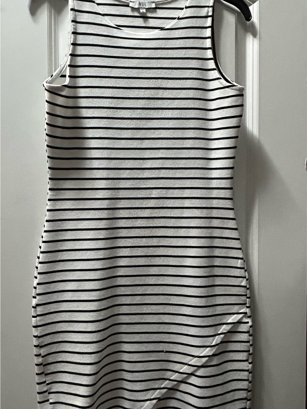 iris Black and White Striped Sleeveless Bodycon Dress